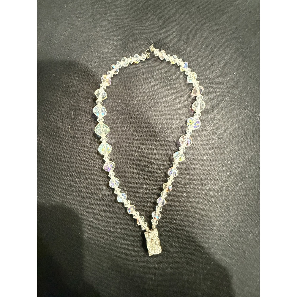 Sparkling Crystal Bead Necklace with Rhinestone Pendant Glamorous Statement